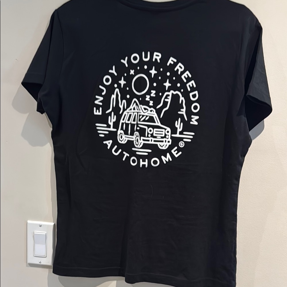 Black Graphic T-Shirt with White Print